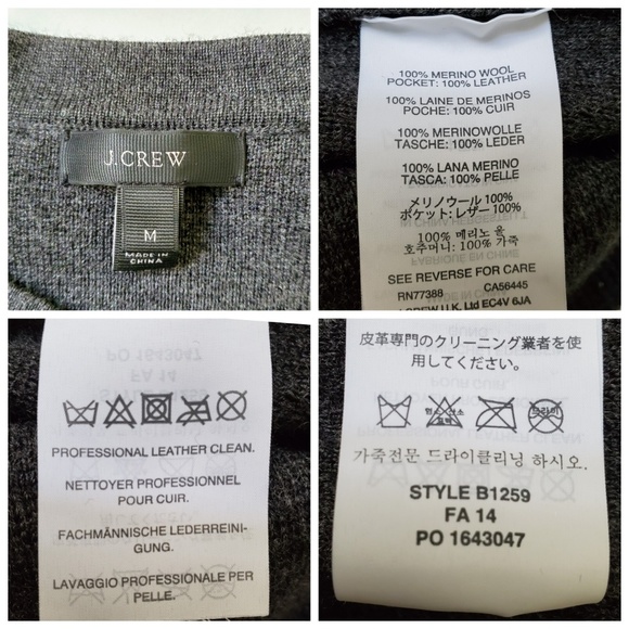 J. Crew | Merino Wool Leather Pocket Tee Shirt - Picture 7 of 8